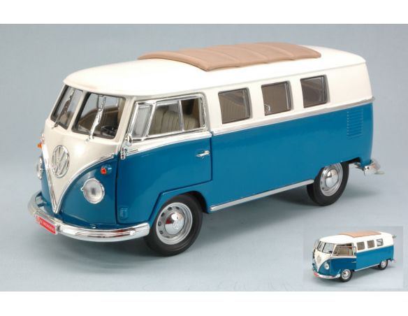 LUCKY DIE CAST LDC92327BL VW MICROBUS SOFT TOP 1962 BLUE 1:18 Modellino