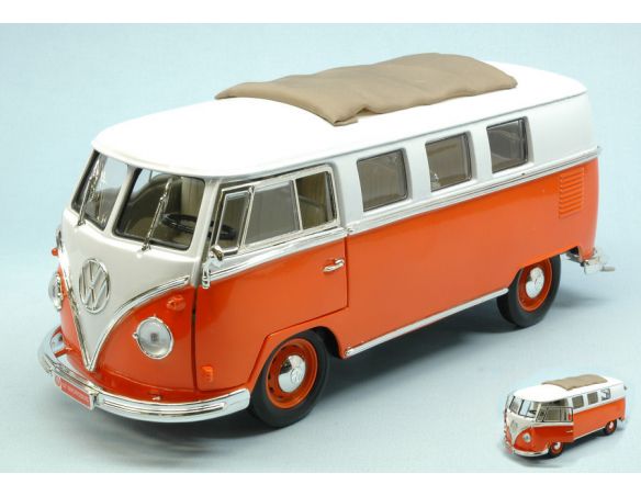 LUCKY DIE CAST LDC92327OR VW MICROBUS 1962 ORANGE W/WHITE ROOF 1:18 Modellino