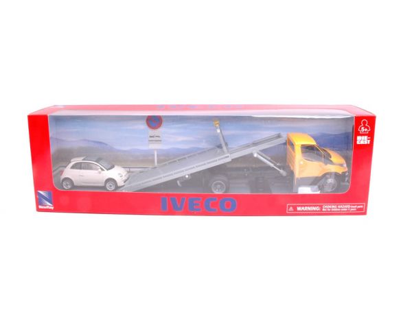 New Ray NY15875CA IVECO DAILY GIALLO C/FIAT CINQUECENTO AVORIO 1:43 Modellino