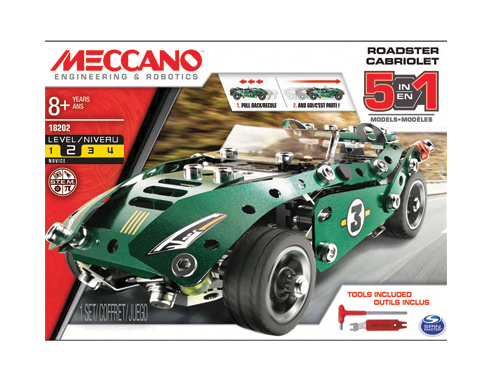 Meccano MEC6040176 AUTO SPORTIVA RETROCARICA ROADSTER CABRIO PULLBACK 5 IN 1 Modellino