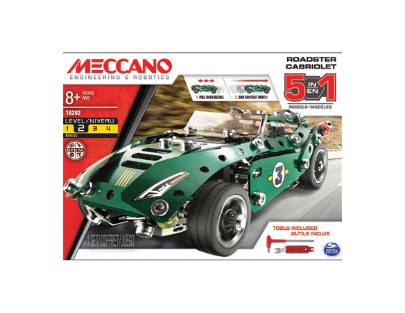 Meccano MEC6040176 AUTO SPORTIVA RETROCARICA ROADSTER CABRIO PULLBACK 5 IN 1 Modellino