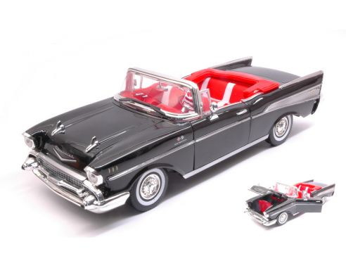 Motormax MTM73175BK CHEVROLET BEL AIR CONVERTIBLE 1957 BLACK 1:18 Modellino