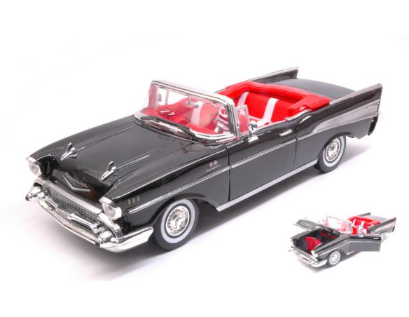 Motormax MTM73175BK CHEVROLET BEL AIR CONVERTIBLE 1957 BLACK 1:18 Modellino