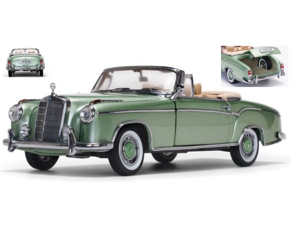 SunStar SS3557 MERCEDES 220 SE CABRIOLET 1958 METALLIC LIGHT GREEN 1:18 Modellino