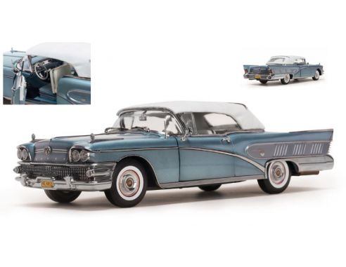 SunStar SS4815 BUICK LIMITED CLOSED CONVERTIBLE 1958 LIGHT METALLIC BLUE 1:18 Modellino