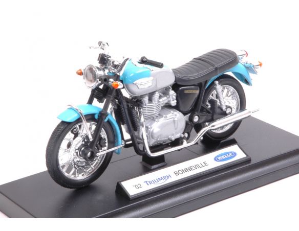 Welly WE12171 TRIUMPH BONNEVILLE 2002 BLUE 1:18 Modellino