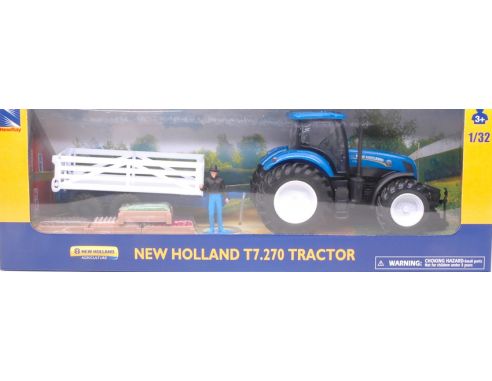 New Ray NY05523C NEW HOLLAND TRACTOR T7.270 CARRO RIMORCHIO 1:32 Modellino