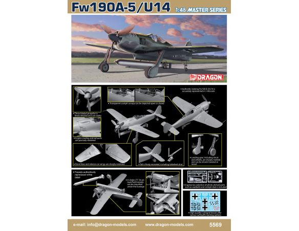 Dragon D5569 Fw190A-5/U-14 KIT 1:48 Modellino