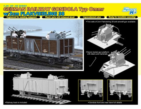 Dragon D6912 GERMAN GONDOLA w/2cm FLAKVIERLING KIT 1:35 Modellino