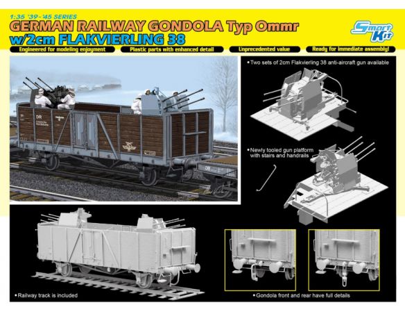 Dragon D6912 GERMAN GONDOLA w/2cm FLAKVIERLING KIT 1:35 Modellino