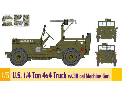 Dragon D75050 U.S. 1/4 TON 4x4 TRUCK W/.30-CAL MACHINE GUN KIT 1:6 Modellino