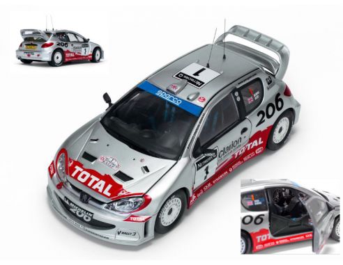 SunStar SS3854 PEUGEOT 206 N.1 ACCIDENT GREAT BRITAIN RALLY 2002 R.BURNS-R.REID 1:18 Modellino