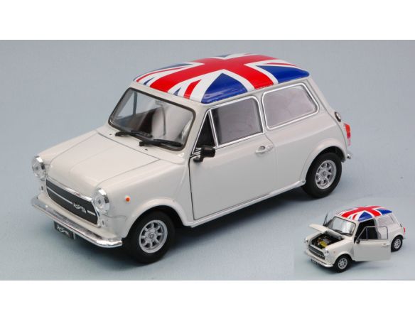 Welly WE22496UK MINI COOPER 1300 WHITE UK FLAG 1:24 Modellino