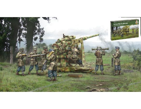 Italeri IT15771 FLAK 37 8,8 cm WITH CREW KIT 1:56 Modellino