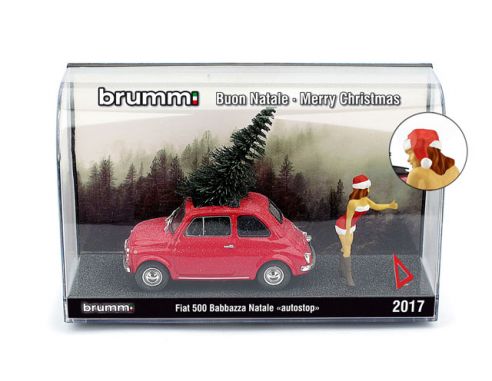 Brumm BMS1735C FIAT 500F BABBAZZA NATALE AUTOSTOP 2017 (CASTANA) 1:43 Modellino