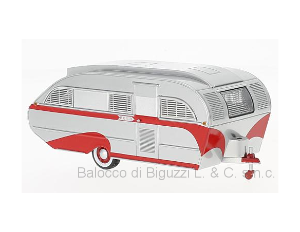 Neo Scale Models NEO47260 AERO FLITE FALCON 1947 TRAVEL TRAILER SILVER/RED 1:43 Modellino