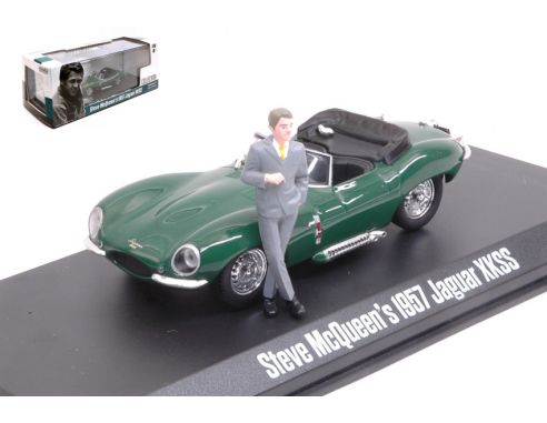 Greenlight GREEN86434 JAGUAR XKSS 1957 W/STEVE MC QUEEN FIGURE 1:43 Modellino