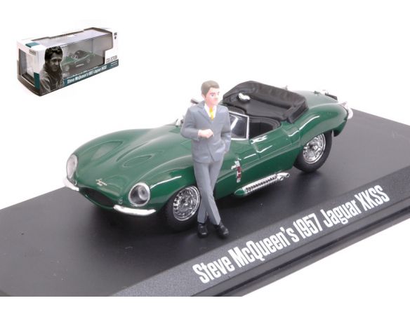 Greenlight GREEN86434 JAGUAR XKSS 1957 W/STEVE MC QUEEN FIGURE 1:43 Modellino