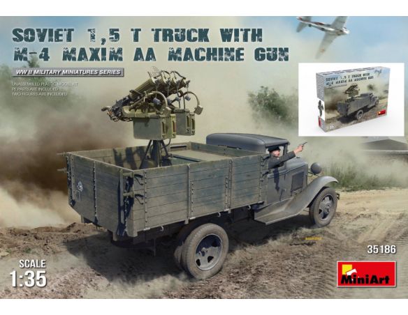 Miniart MIN35186 SOVIET 1,5 t TRUCK W/M-4 MAXIM AA MACHINE GUN KIT 1:35 Modellino