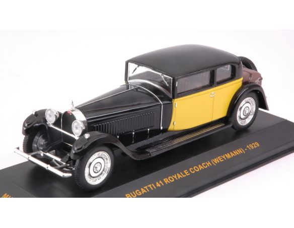 Ixo model MUS061 BUGATTI 41 ROYALE WEYMANN 1929 BLACK YELLOW 1:43 Modellino