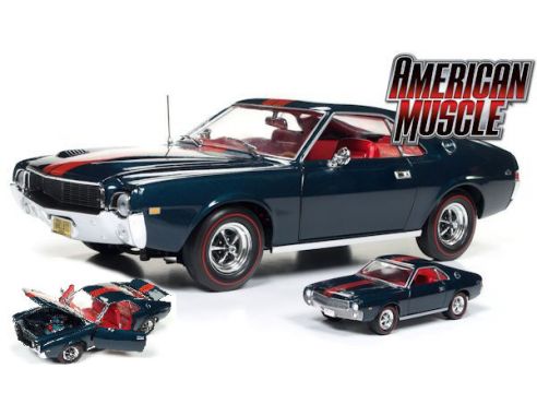 Auto World AMM1124 AMC AMX HARDTOP 1968 BLAZER BLUE 1:18 + 1:64 Modellino