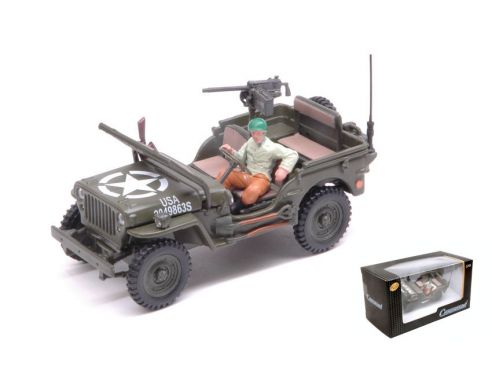 CARARAMA CA90141 JEEP 1/4 Ton.C/MITRAGLIA E FIGURA 1:43 Modellino