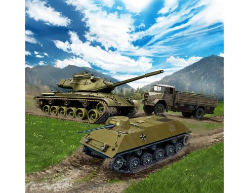 Revell RV3351 BUNDESWEHR VEHICLES 2x M47 PATTON + 2x HS30 + 2x EMMA 5t GL KIT 1:144 Modellino