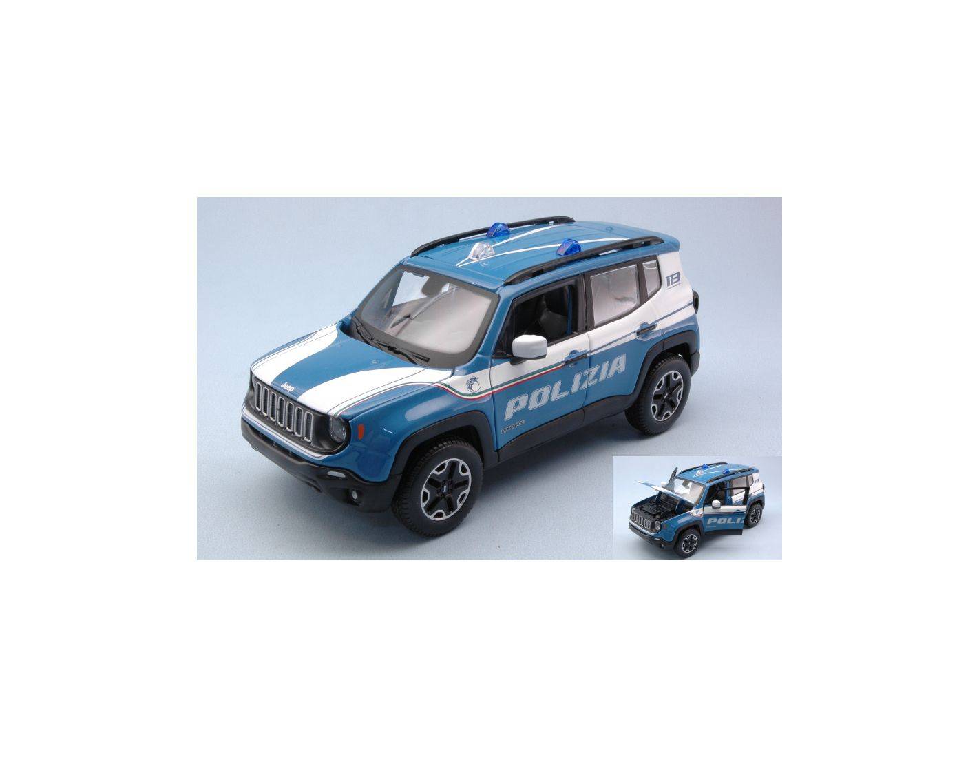 3.MD31520 Multicolore Scala 1:24 Maisto- Jeep Renegade Polizia Veicolo 