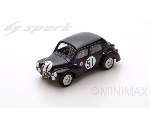 Spark Model S5213 RENAULT 4CV-1063 N.51 ACCIDENT LM 1951 J.L.ROSIER-J.ESTAGER 1:43 Modellino