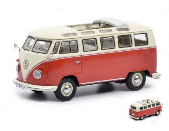 Schuco SH3743 VW T1B SAMBA RED/WHITE 1:43 Modellino