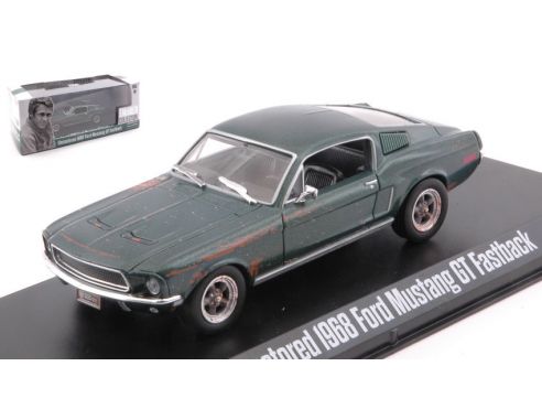 Greenlight GREEN86437 UNRESTORED 1968 FORD MUSTANG GT FASTBACK STEVE MCQUEEN DETROIT 2018 1:43 Modellino
