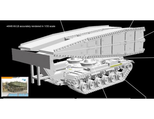 Dragon D3606 M48 AVLB ARMORED VEHICLE LAUNCHED BRIDGE KIT 1:35 Modellino