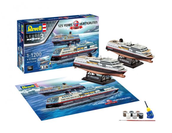 Revell RV05692 GIFT SET 125 YEARS TROLLFJORD & MIDNATSOL KIT 1:200 Modellino