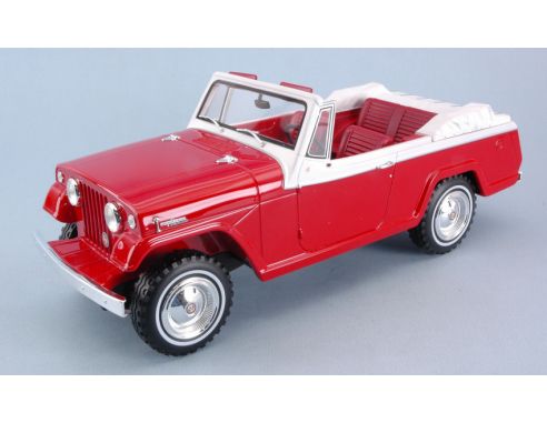 BOS MODEL BOS340 JEEP JEEPSTER COMMANDO CONVERTIBLE RED/WHITE 1:18 Modellino