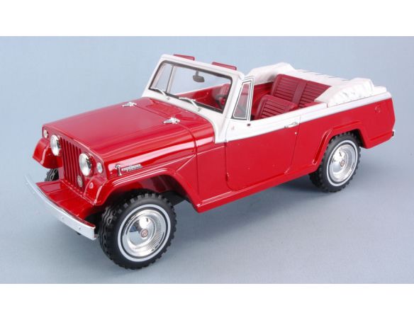 BOS MODEL BOS340 JEEP JEEPSTER COMMANDO CONVERTIBLE RED/WHITE 1:18 Modellino