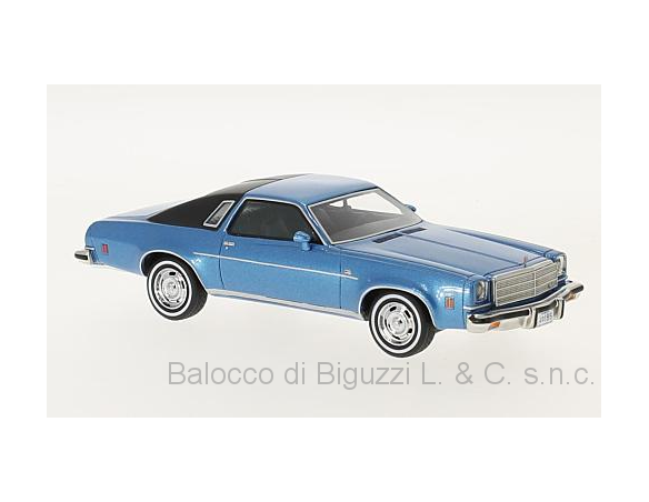 Neo Scale Models NEO47186 CHEVROLET MALIBU 2-DOORS 1974 MET.BLUE/BLACK 1:43 Modellino