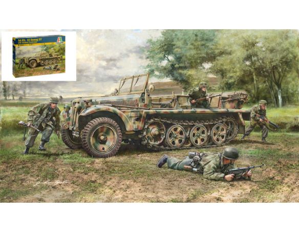 Italeri IT6561 SD.KFZ.10 DEMAG D7 WITH GERMAN PARATROOPERS KIT 1:35 Modellino