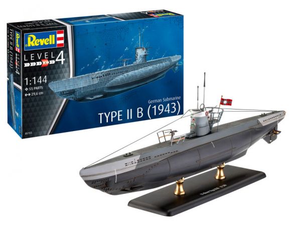 Revell RV05155 GERMAN SUBMARINE TYPE IIB 1943 KIT 1:144 Modellino