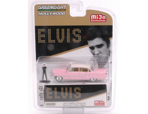 Greenlight GREEN51210 CADILLAC FLEETWOOD SERIES 60 1955 WITH ELVIS FIGURE 1:64 Modellino