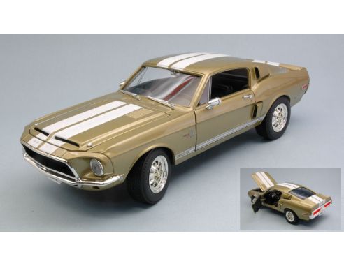 LUCKY DIE CAST LDC92168GD SHELBY MUSTANG GT-500 KR 1968 METALLIC GOLD 1:18 Modellino