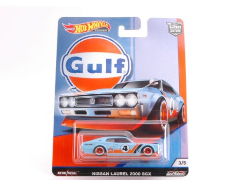 Hot Wheels HWFPY86-3 GULF SERIES NISSAN LAUREL 2000 SGX 1:64 Modellino
