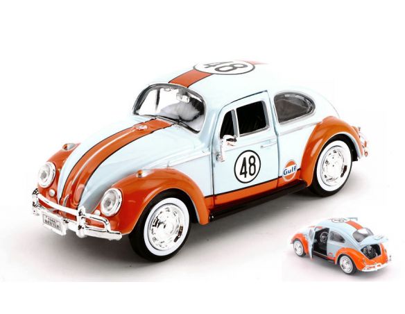 Motormax MTM79655 VW BEETLE 1966 N.48 GULF LIGHT BLUE/ORANGE 1:24 Modellino