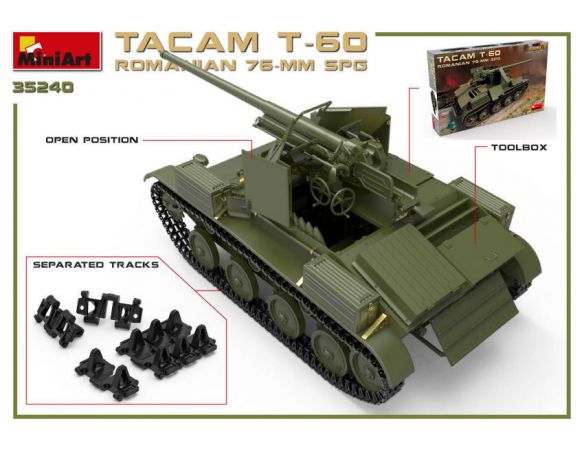 Miniart MIN35240 ROMANIAN 76 mm SPG TACAM T-60 INTERIOR KIT 1:35 Modellino