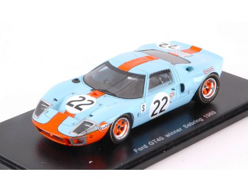 Spark Model S43SE69 FORD GT40 N.22 WINNER 12 H SEBRING 1969 J.ICKX-J.OLIVER 1:43 Modellino