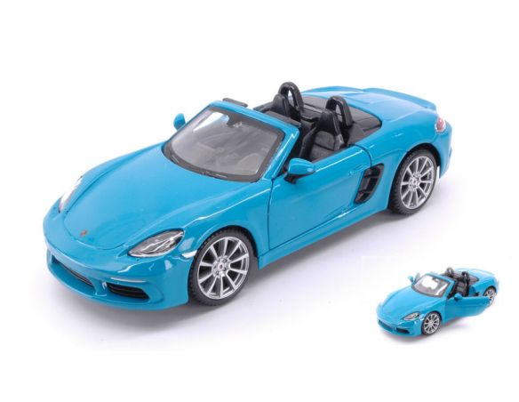 BBURAGO BU21087B PORSCHE 718 BOXSTER CABRIOLET BLUEGREEN 1:24 Modellino