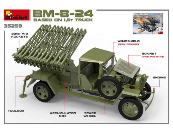 Miniart MIN35259 BM-8-24 BASED ON 1,5 t TRUCK KIT 1:35 Modellino