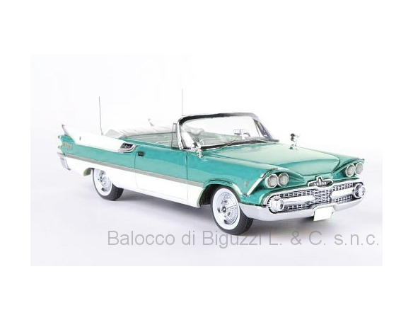 Neo Scale Models NEO49565 DODGE CUSTOMS ROYAL LANCER CONVERTIBLE 1959 MET.TURQUOISE/WHITE 1:43 Modellino