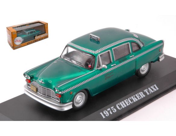 Greenlight GREEN86532B CHECKER TAXI 1975 METALLIC GREEN TAXI DRIVER 1:43 Modellino