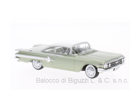 Neo Scale Models NEO46919 CHEVROLET IMPALA SPORT COUPE 1960 MET.LIGHT GREEN/WHITE 1:43 Modellino
