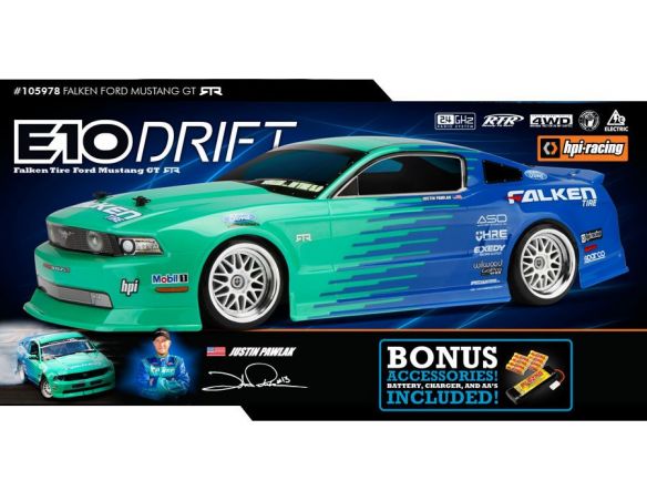 HPI Racing 105979 E10 Ford Mustang Falken Tire Drift 2011 RTR 1:10 Radiocomando